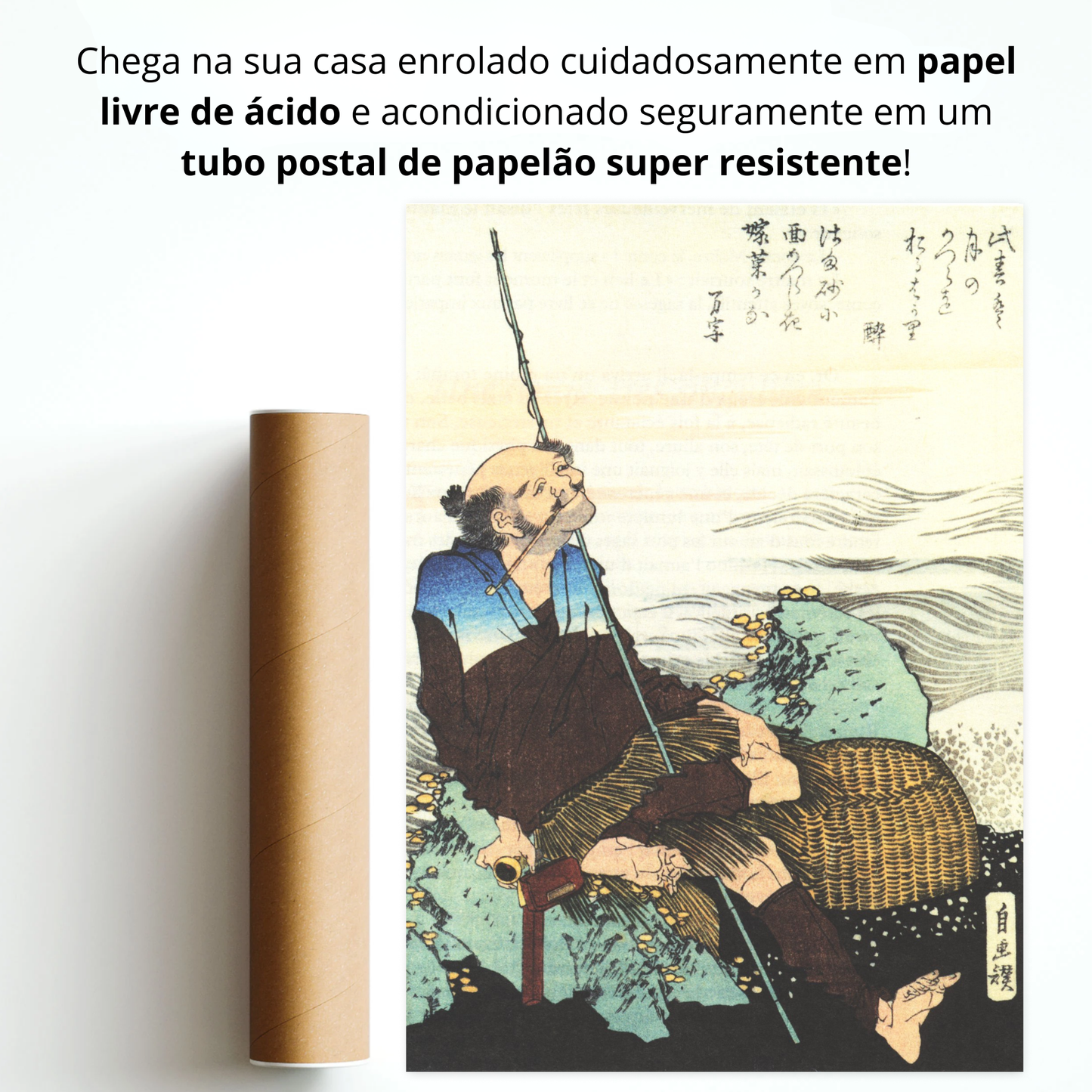 Velho pescador fumando seu cachimbo (Kiseru o Fuku Gyofu)