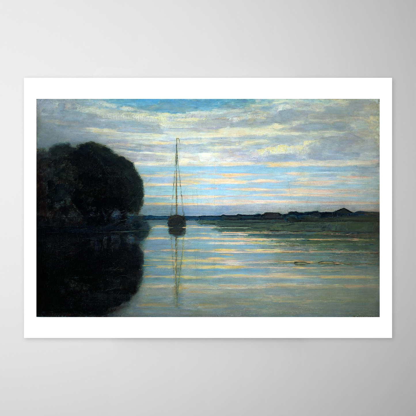 Paisagem fluvial com um barco ao sol (Riviergezicht met een Boot Zon)