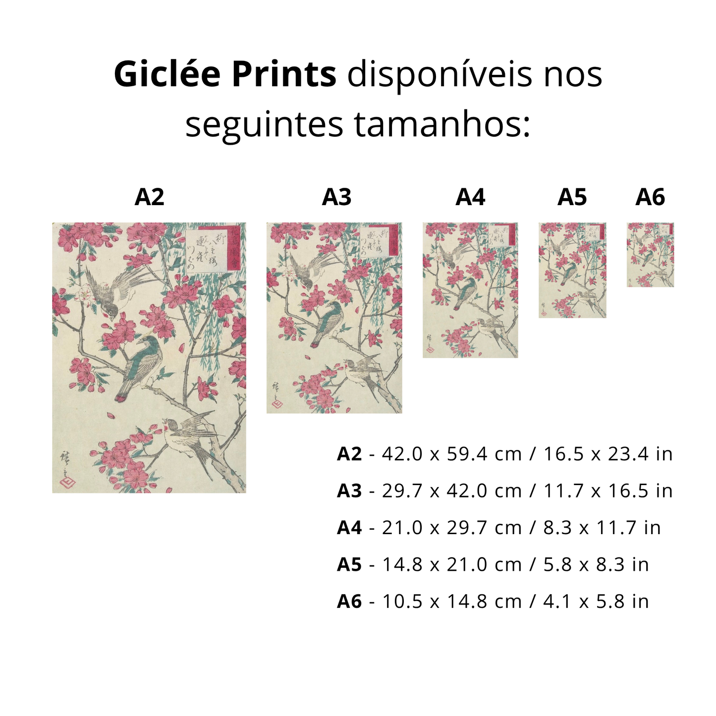 Salgueiro, flores de cerejeira, pardal e andorinha (Willow, Cherry Blossoms, Sparrows and Swallow)