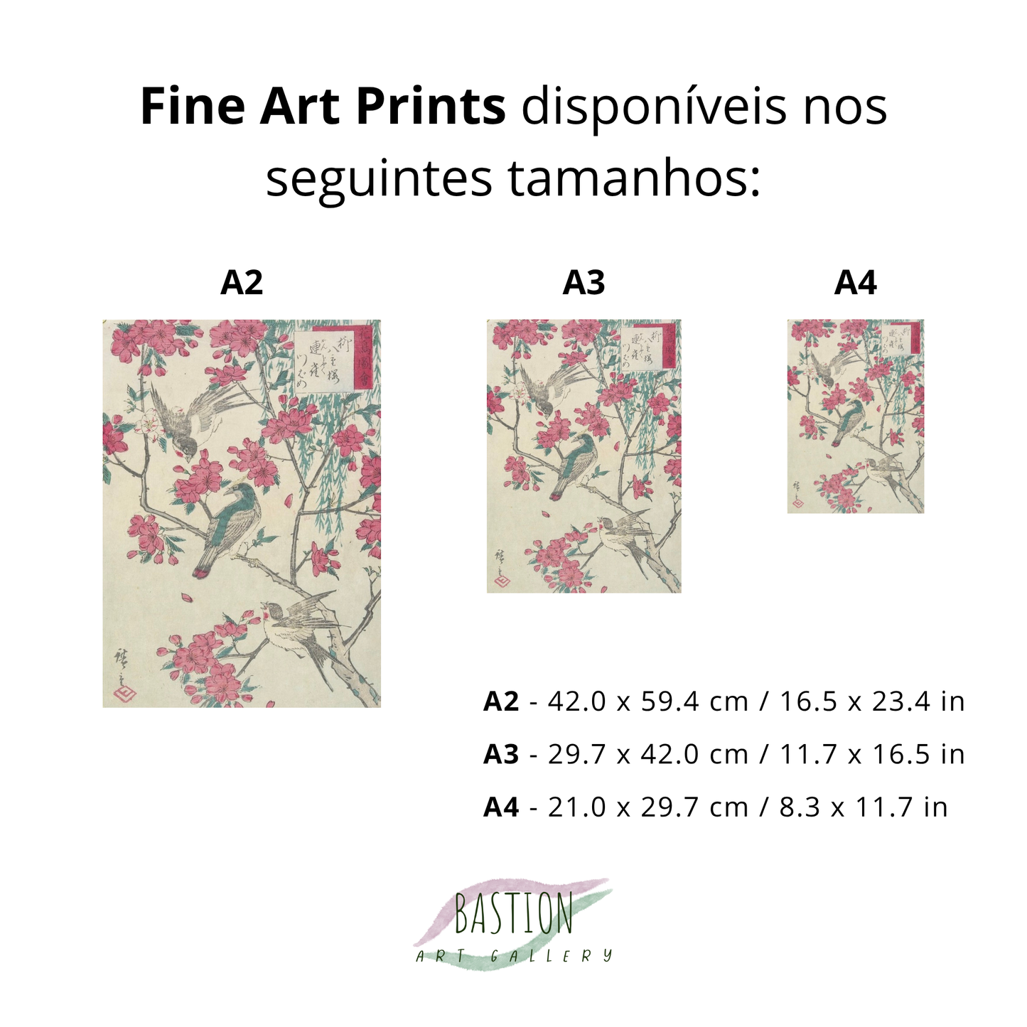 Salgueiro, flores de cerejeira, pardal e andorinha (Willow, Cherry Blossoms, Sparrows and Swallow)