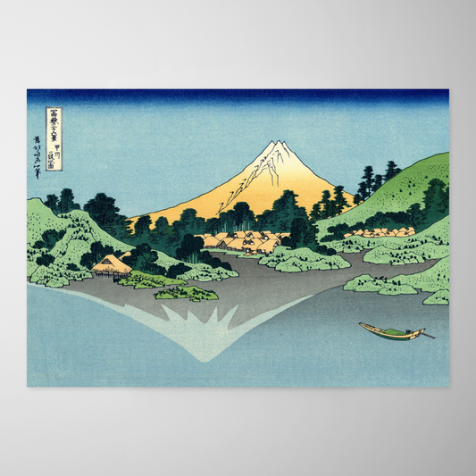 O Fuji se reflete no lago Kawaguchi, passagem de Misaka, na província de Kai (Koshu Misaka-goe Kawaguchi-ko no Fuji)