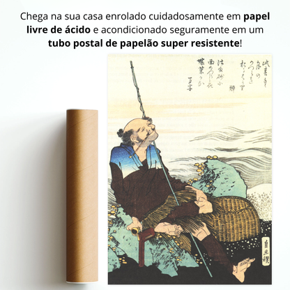 Velho pescador fumando seu cachimbo (Kiseru o Fuku Gyofu)
