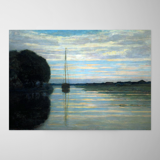 Paisagem fluvial com um barco ao sol (Riviergezicht met een Boot Zon)