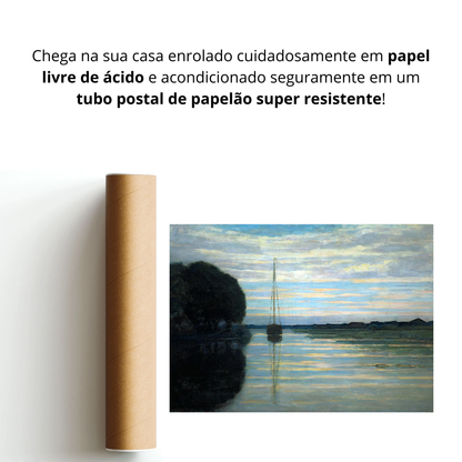 Paisagem fluvial com um barco ao sol (Riviergezicht met een Boot Zon)
