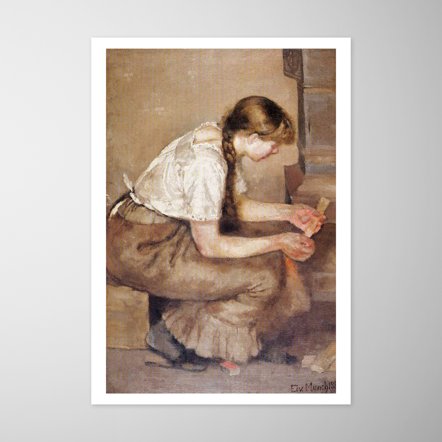 Menina acendendo um forno (Jente som tenner ovnen)