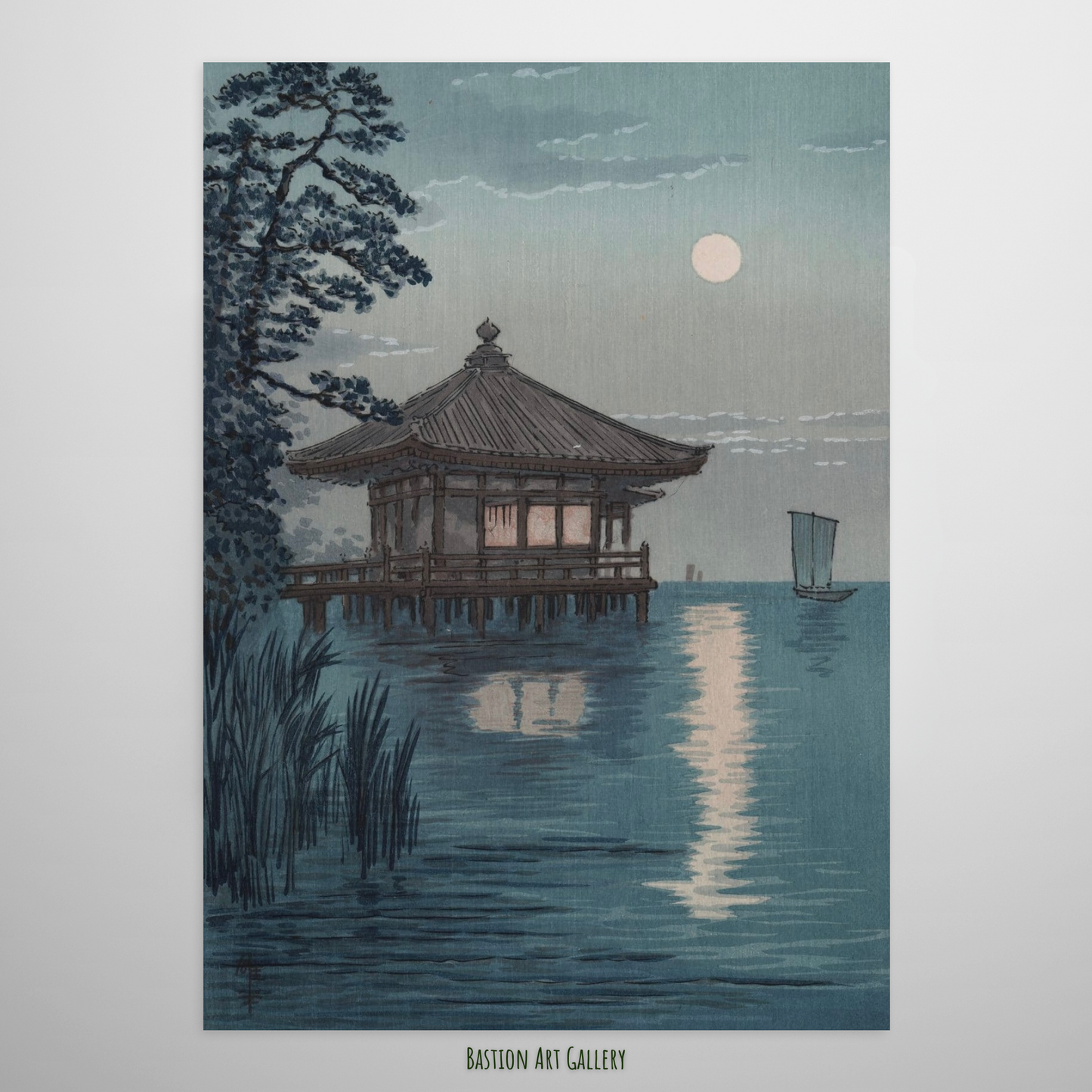 Ukimido no Lago Biwa ao Entardecer