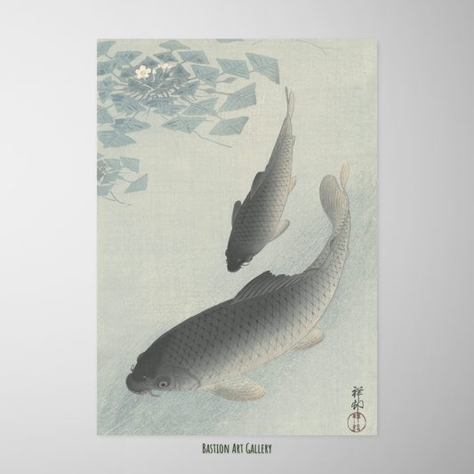 Duas Carpas sob Folhagens