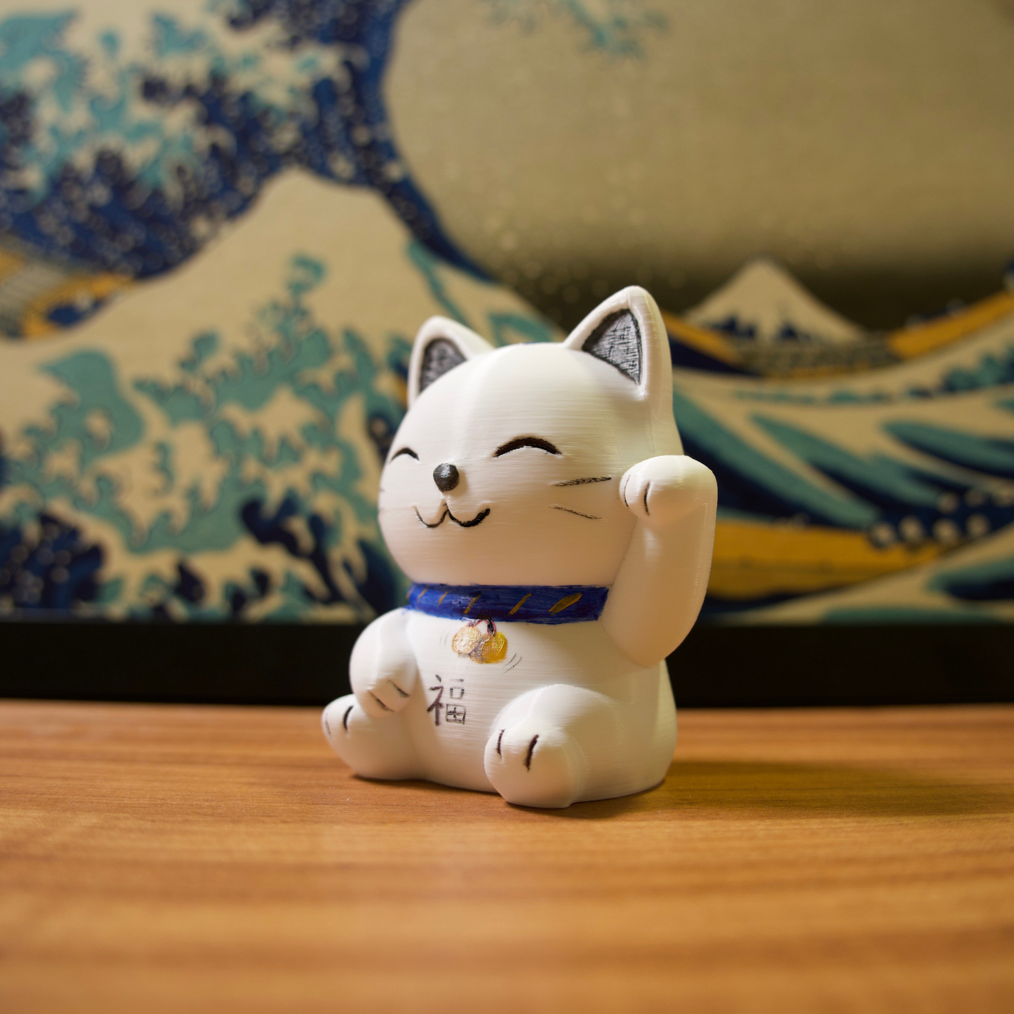 Gato da Sorte - 06 - Fuji Azul com Flores