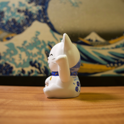 Gato da Sorte - 06 - Fuji Azul com Flores