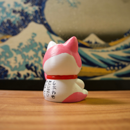 Gato da Sorte - 16 - Rosa e Branco com Sakuras