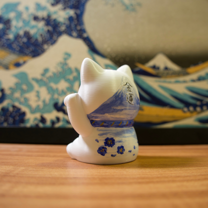 Gato da Sorte - 06 - Fuji Azul com Flores