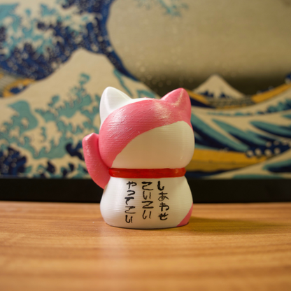 Gato da Sorte - 16 - Rosa e Branco com Sakuras