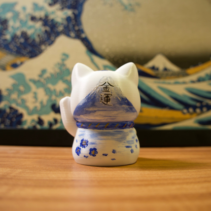 Gato da Sorte - 06 - Fuji Azul com Flores