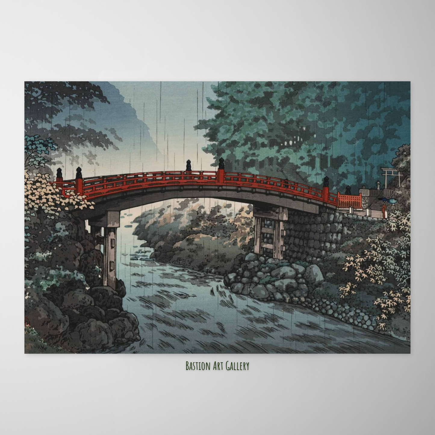 Ponte Sagrada do Santuário de Nikko em um Dia de Chuva de Outono