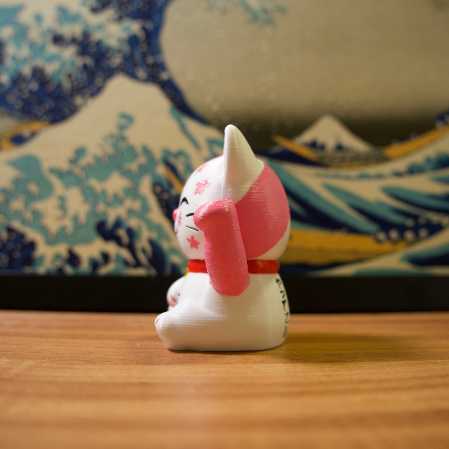 Gato da Sorte - 16 - Rosa e Branco com Sakuras