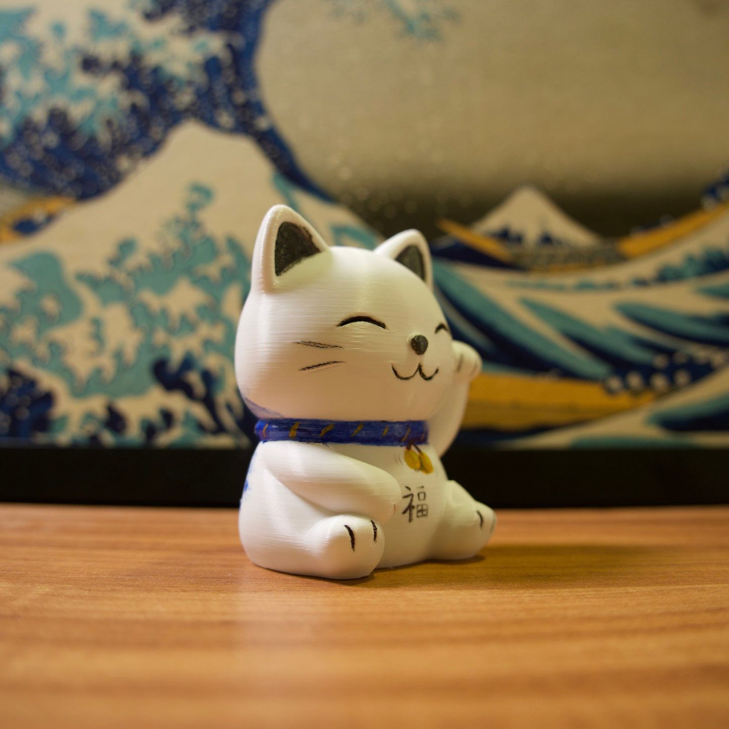 Gato da Sorte - 06 - Fuji Azul com Flores