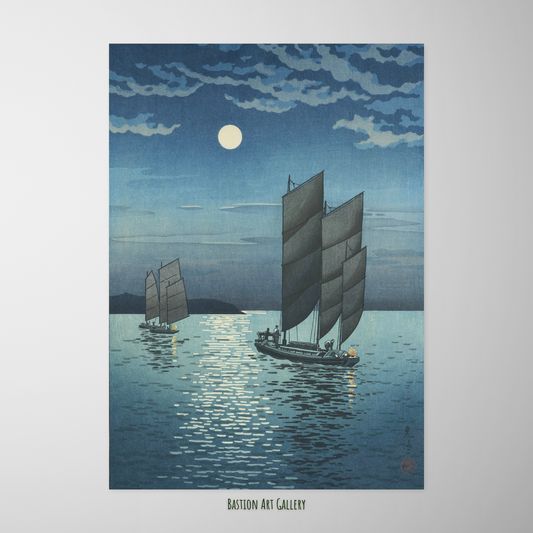 Barcos em Shinagawa à Noite