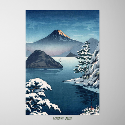 Fuji visto de Mitsuhama (Mito) na Neve