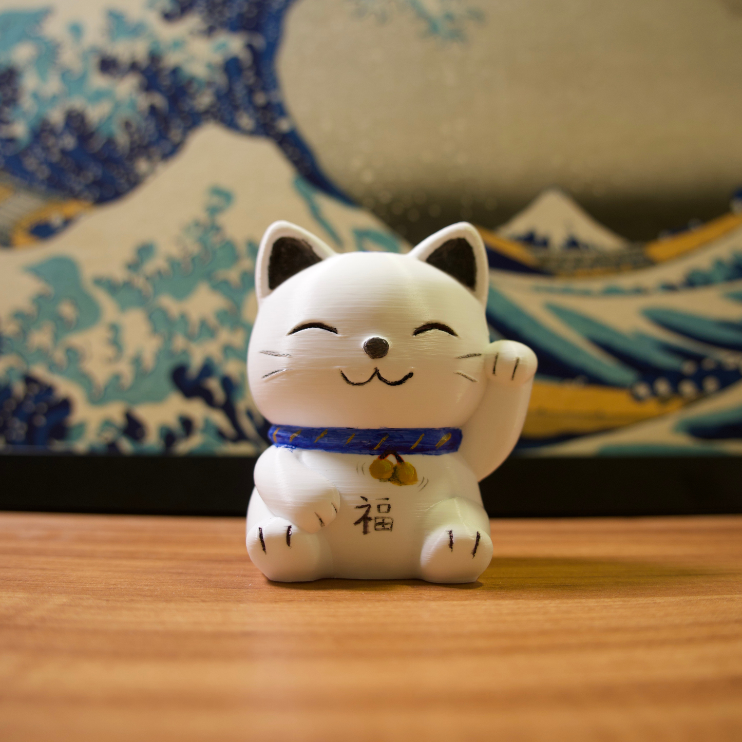 Gato da Sorte - 06 - Fuji Azul com Flores