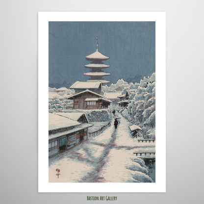 Pagoda em Ueno sob a Neve