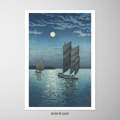 Barcos em Shinagawa à Noite