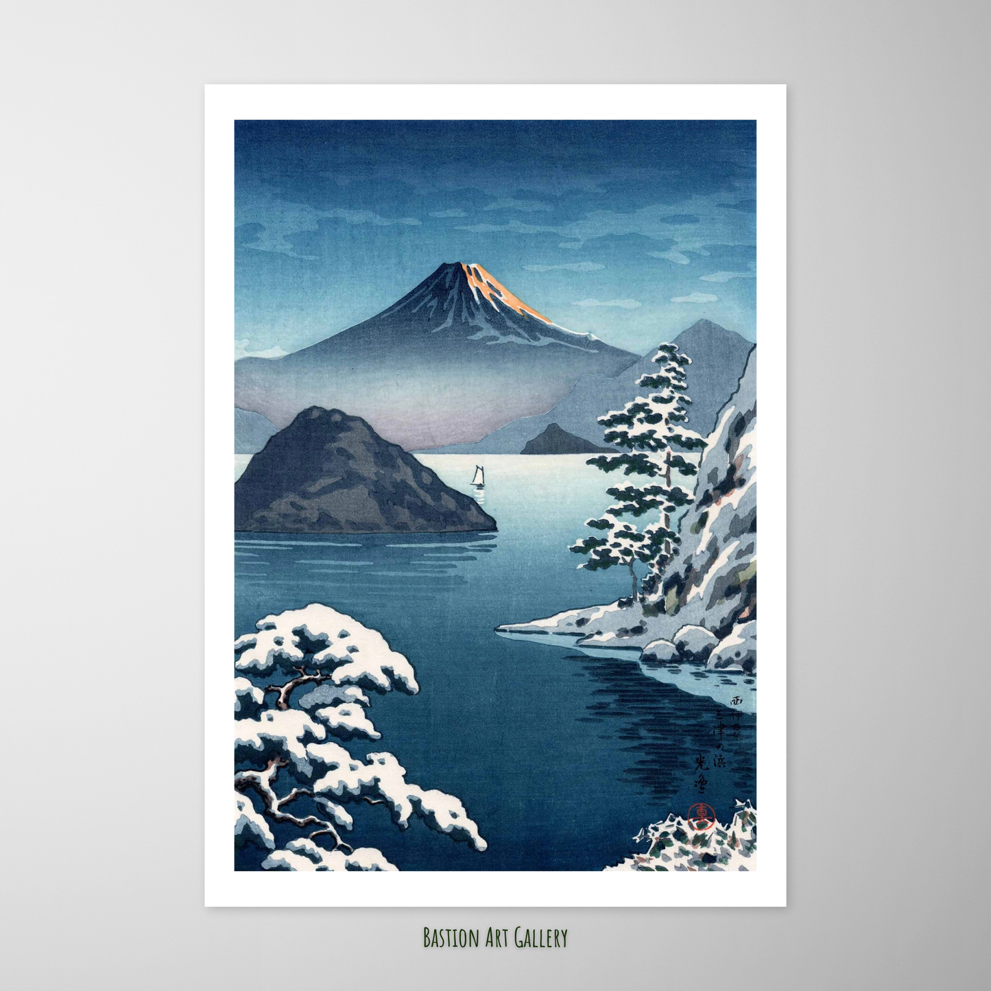 Fuji visto de Mitsuhama (Mito) na Neve