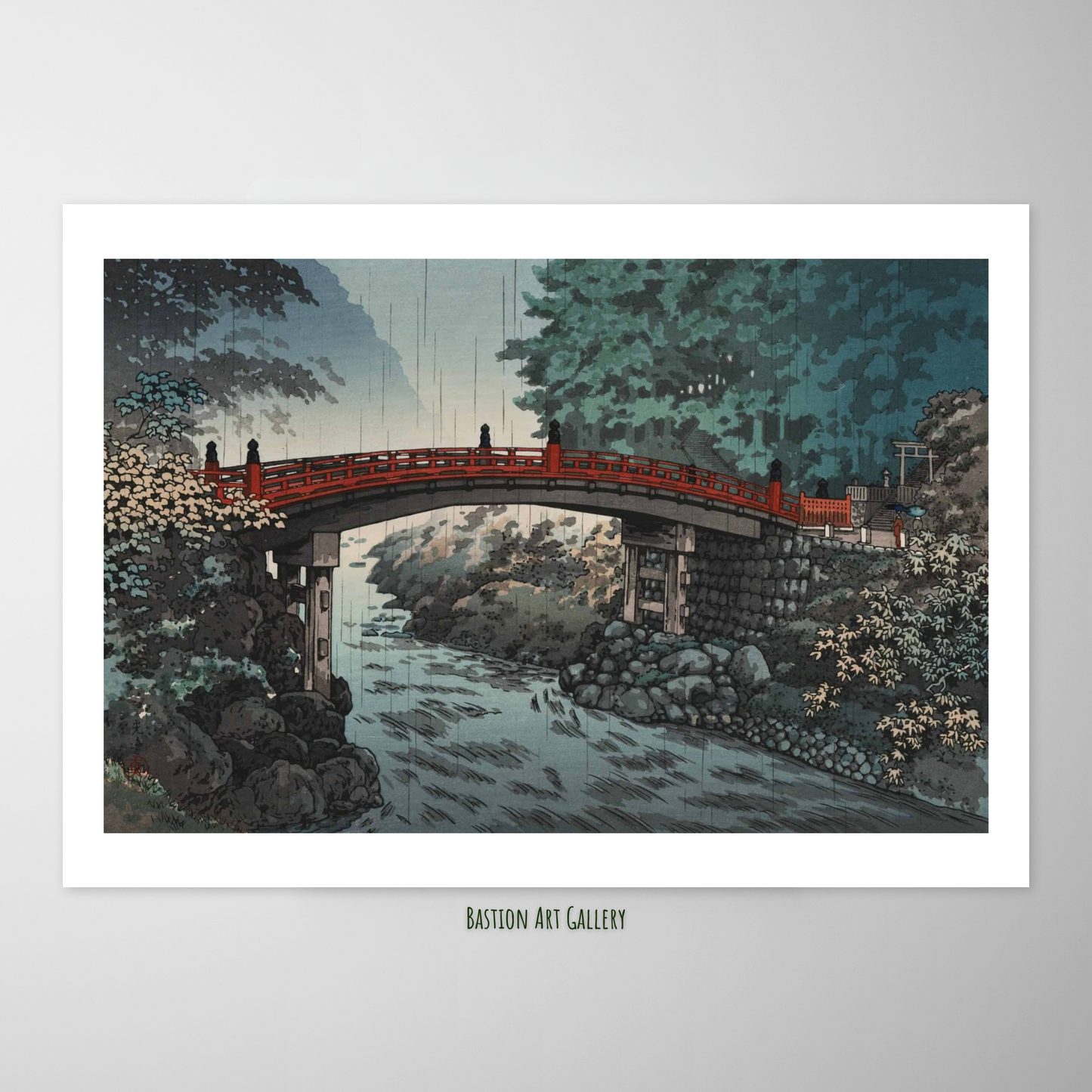 Ponte Sagrada do Santuário de Nikko em um Dia de Chuva de Outono