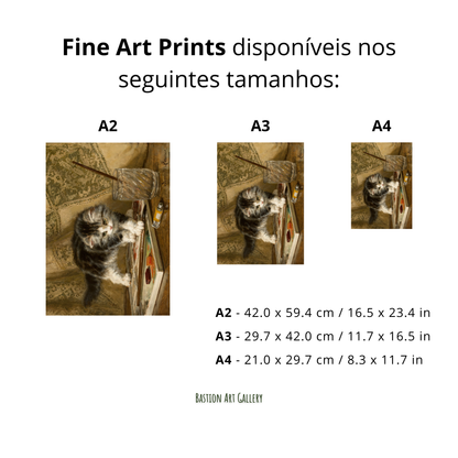 Gatinho Brincando com a Paleta do Artista