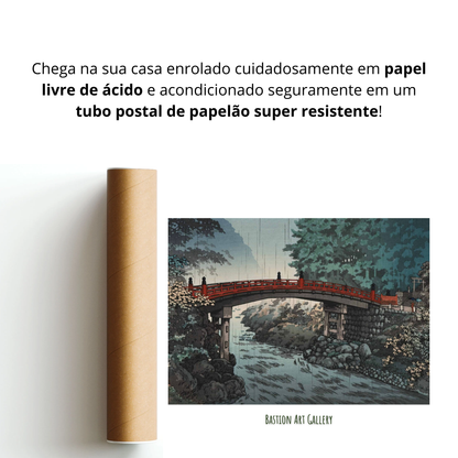 Ponte Sagrada do Santuário de Nikko em um Dia de Chuva de Outono